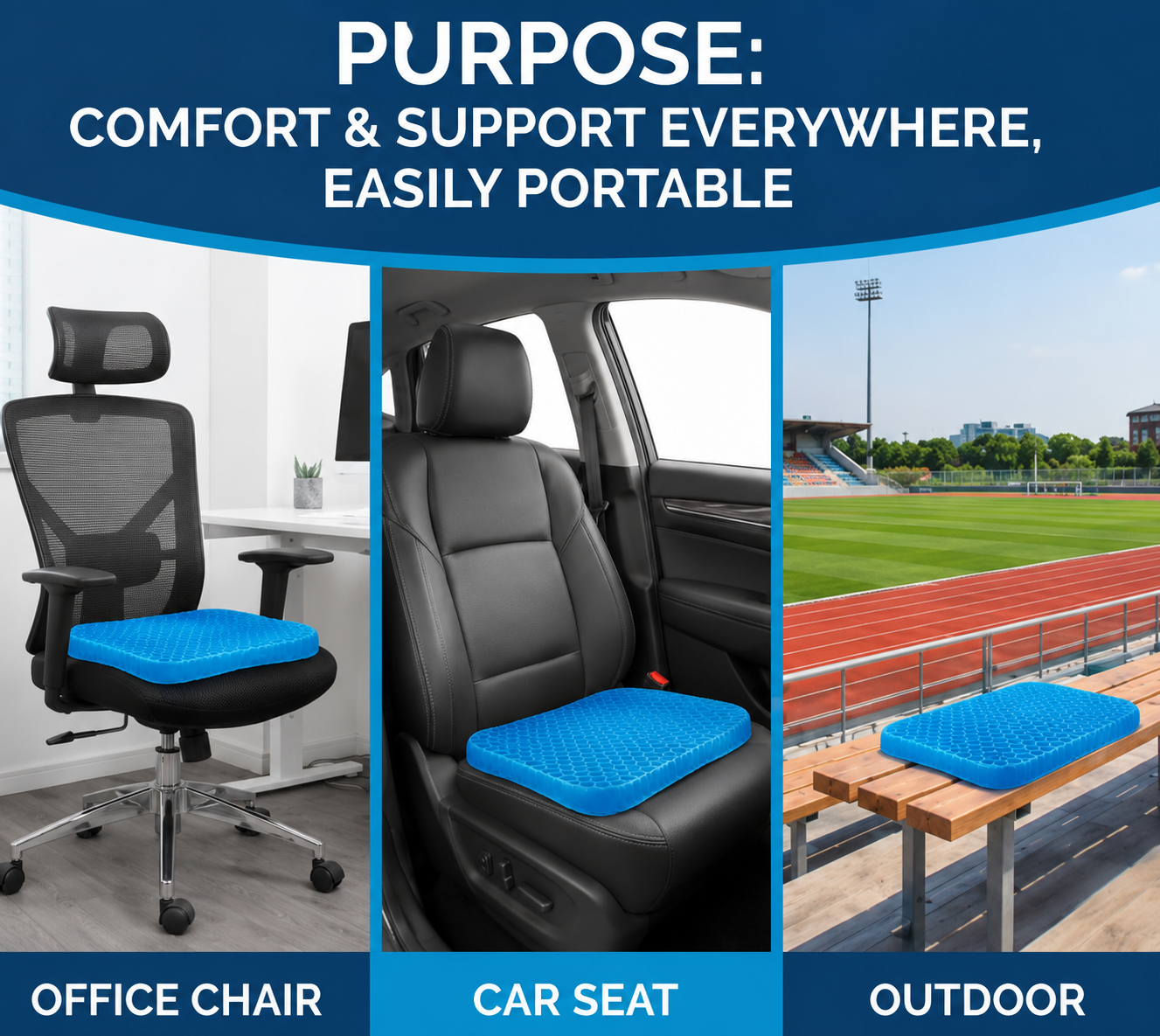 Small portable Cooling Gel Seat Cushion for Pressure Relief