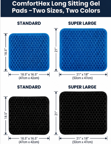 ComfortHex- Breathable Honeycomb Design Absorbs Pressure Points For Animals and Human Also For Office Chair, Home Car Seat,Wheelchair
